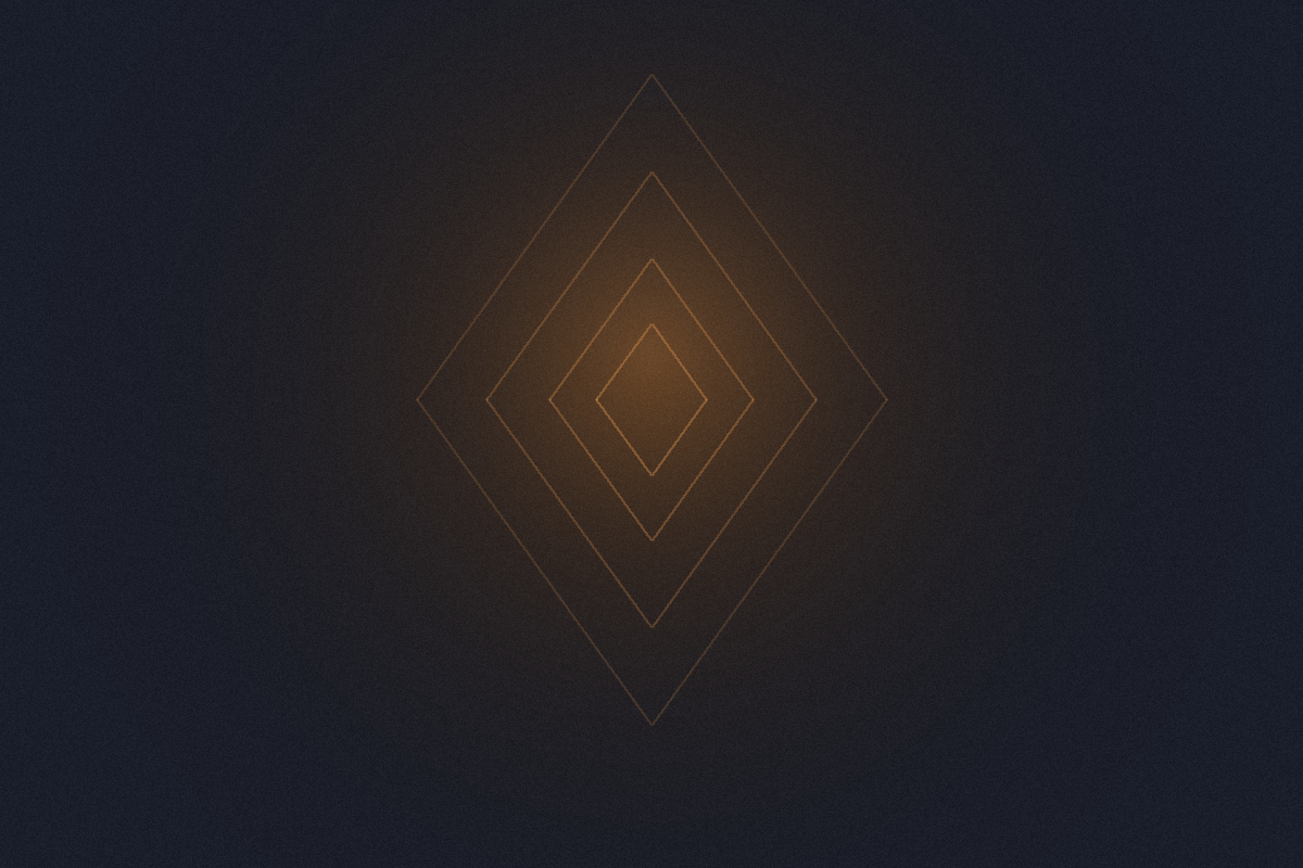 Architectural copper diamond motif on obsidian